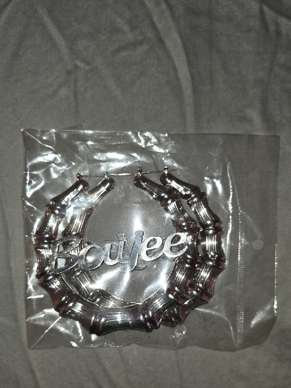 Silver Bamboo Hoop Earrings